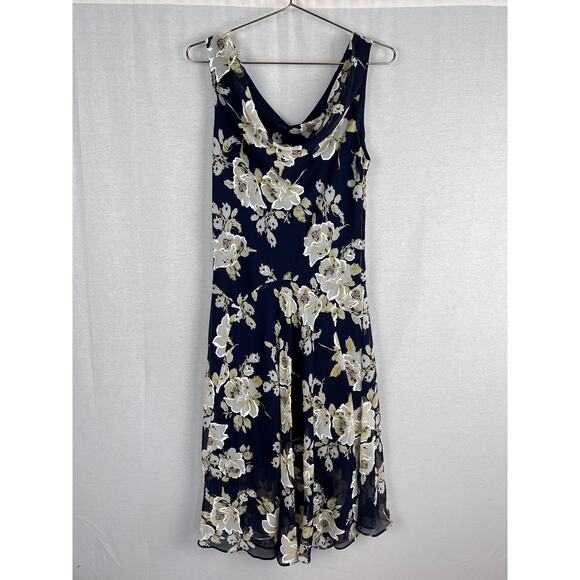 Signature by Robbie Bee Dress Fit and Flare Bias Cut Floral Midi Elegant Coastal - Picture 1 of 6